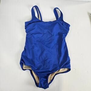 Land's End One Piece Blue Full Coverage Swimsuit Size 10